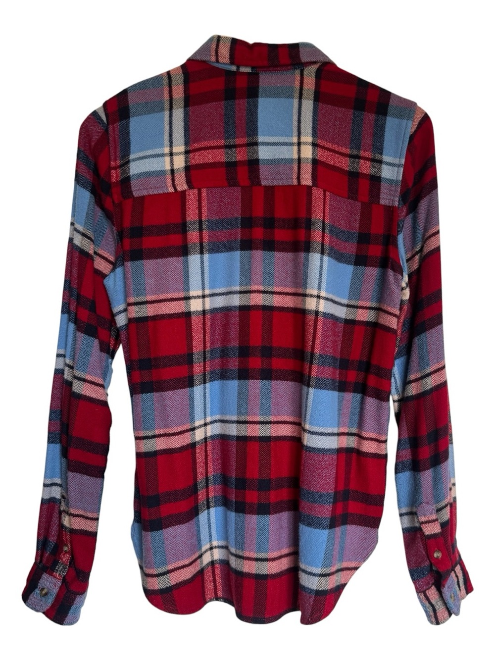 American Eagle Ahh-mazingly Soft Red & Blue Plaid Flannel Top Size Small - Picture 3 of 7